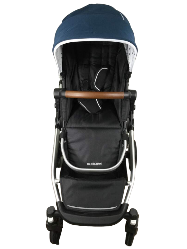 Mockingbird Single to Double Stroller, 2022, Silver with Penny Leather, Watercolor Drops, Sea Online - Image 3