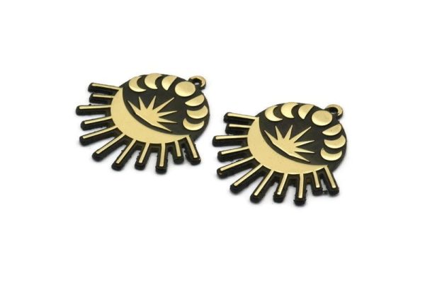 Brass Moon Charm, Raw Brass Sun Charm With 1 Loop, Crescent Moon Charms, Moon Phases Charms, Findings (32x32x1.5mm) N2261 Online Hot Sale - Image 2