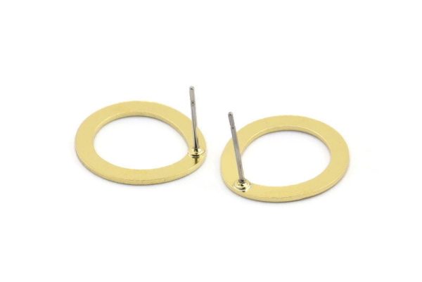 Earring Studs, 8 Raw Brass - Irregular Shaped Stud Earrings - Brass Earrings - Earrings (18x17x0.80mm) A2839 For Discount - Image 3