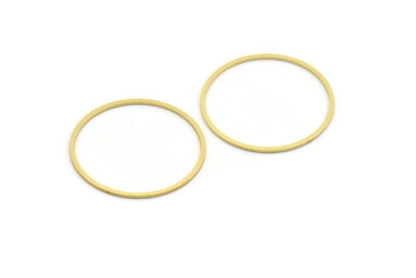 37.5mm Circle Connectors - 12 Raw Brass Circle Connectors (37.5x1.4x1mm) A6094 Discount - Image 2