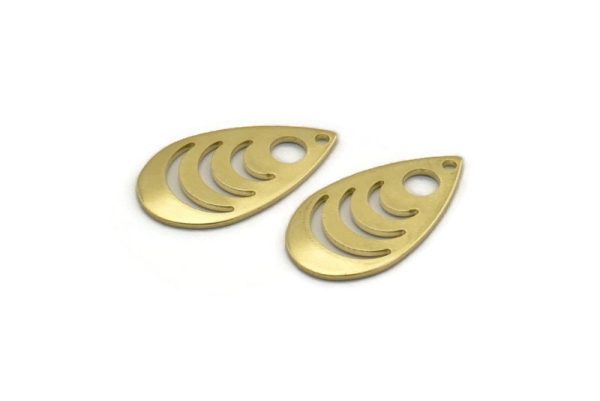 Brass Drop Charm, 12 Raw Brass Drop Charms With 1 Hole, Findings (20x11x0.80mm) M03408 Cheap - Image 2