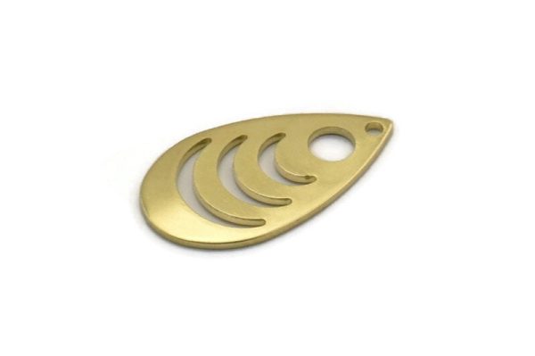 Brass Drop Charm, 12 Raw Brass Drop Charms With 1 Hole, Findings (20x11x0.80mm) M03408 Cheap