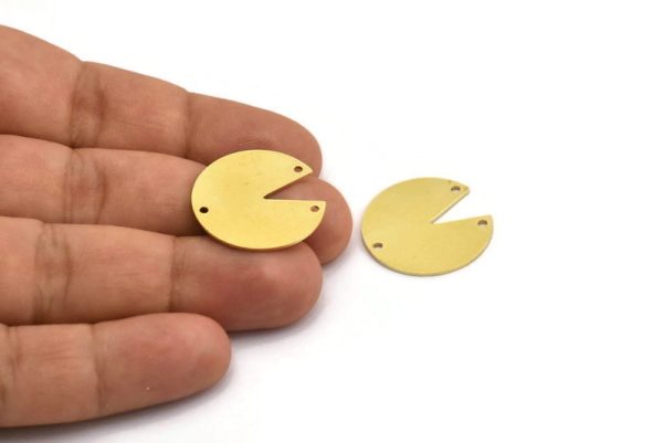 Brass Stamping Tag, 6 Raw Brass Round Charms With 3 Holes, Connectors (24x0.80mm) A5983 Online Sale - Image 4
