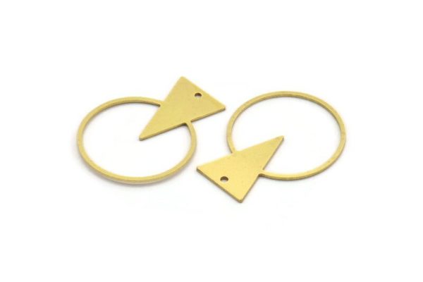 Brass Round Charm, 10 Raw Brass Triangle Charms With 1 Hole, Findings (34x27x0.80mm) A5657 Hot on Sale - Image 3