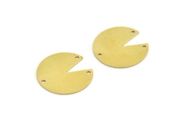 Brass Stamping Tag, 6 Raw Brass Round Charms With 3 Holes, Connectors (24x0.80mm) A5983 Online Sale - Image 2