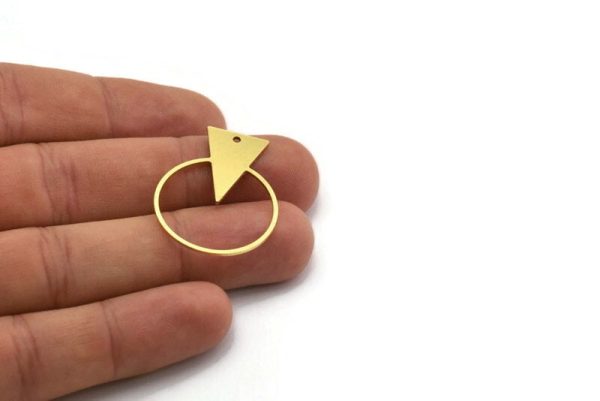 Brass Round Charm, 10 Raw Brass Triangle Charms With 1 Hole, Findings (34x27x0.80mm) A5657 Hot on Sale - Image 4