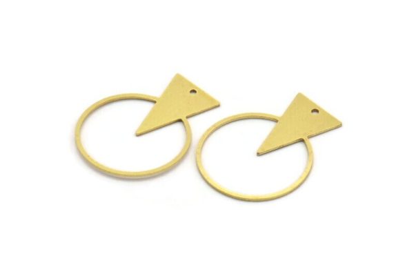 Brass Round Charm, 10 Raw Brass Triangle Charms With 1 Hole, Findings (34x27x0.80mm) A5657 Hot on Sale - Image 2