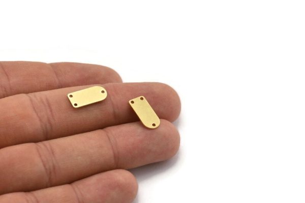 Brass D Shaped Charm, 24 Raw Brass D Shaped Charms With 3 Holes, Earring Findings (15x7x0.60mm) A6389 For Discount - Image 3