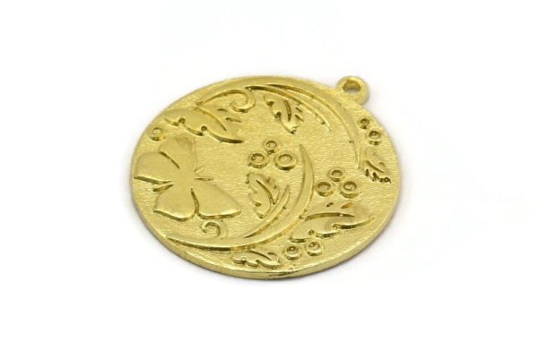 Brass Round Charm, Raw Brass Butterfly Charm With 1 Loop, Leaf Charms, Findings (30x27x1.5mm) N2243 Online Sale