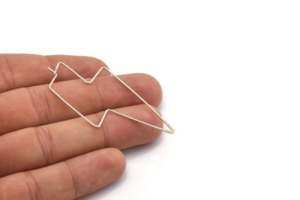 Silver Lightning Earring, 8 Antique Silver Plated Brass Lightning Wire Earrings, Earring Findings (60x26x0.80mm) D1265 H1001 on Sale - Image 4