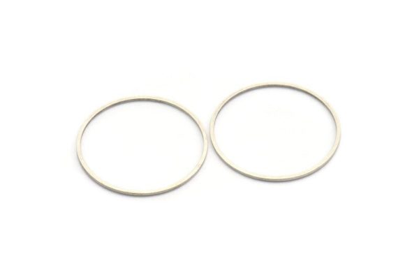 37mm Circle Connectors, 12 Antique Silver Plated Brass Circle Connectors (37x1x1mm) A4066 Supply