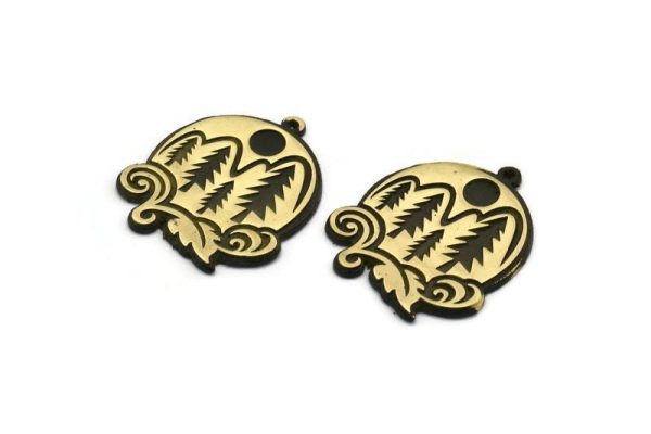 Brass Round Charm, Raw Brass Charm With 1 Loop, Mountain Findings, Tree Findings (28x24x1.5mm) N2235 Hot on Sale - Image 2