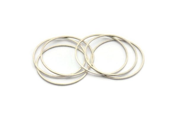 37mm Circle Connectors, 12 Antique Silver Plated Brass Circle Connectors (37x1x1mm) A4066 Supply - Image 2