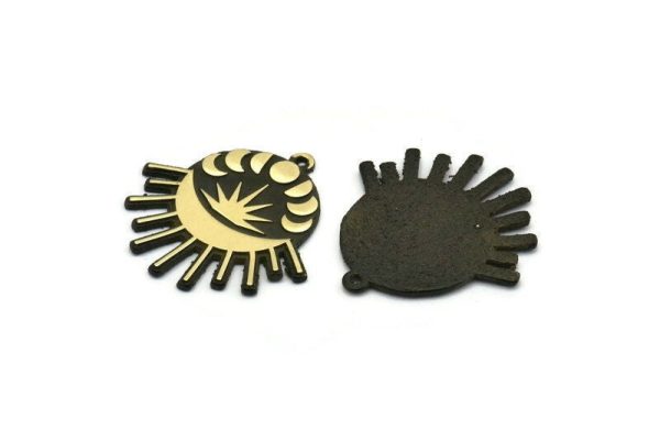 Brass Moon Charm, Raw Brass Sun Charm With 1 Loop, Crescent Moon Charms, Moon Phases Charms, Findings (32x32x1.5mm) N2261 Online Hot Sale - Image 3