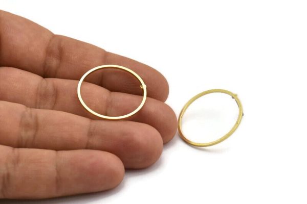 25mm Circle Earring, 8 Raw Brass Circle Stud Earrings (25x1x1mm) A3769 A5548 on Sale - Image 4