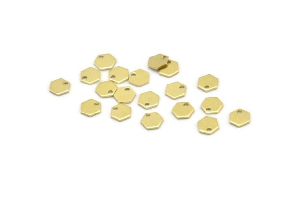 Brass Hexagon Charm, 100 Raw Brass Tiny Hexagon Charms With 1 Hole (6x0.80mm) M03381 Online Sale - Image 3