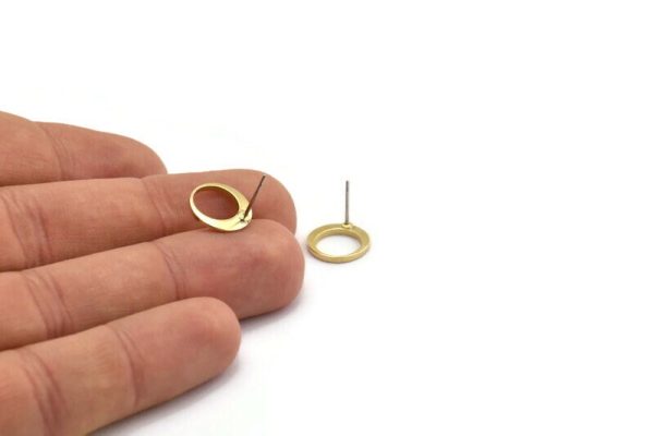 Brass Circle Earring, 8 Raw Brass Round Stud Earrings (12x1.5mm) BS 2009 A6433 Online now - Image 3