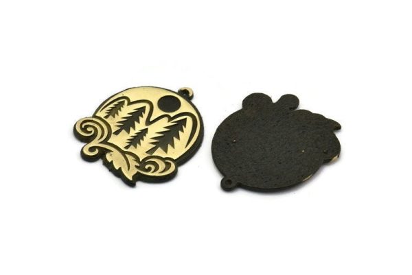 Brass Round Charm, Raw Brass Charm With 1 Loop, Mountain Findings, Tree Findings (28x24x1.5mm) N2235 Hot on Sale - Image 3