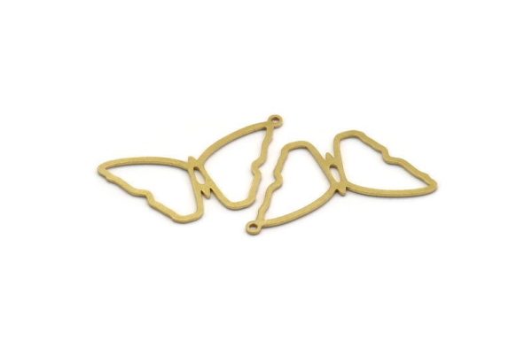 Brass Butterfly Charm, 24 Raw Brass Butterfly Charms With 1 Loop, Earring Findings (37x19x0.80mm) A6337 Cheap - Image 3