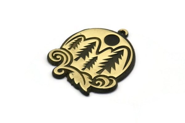 Brass Round Charm, Raw Brass Charm With 1 Loop, Mountain Findings, Tree Findings (28x24x1.5mm) N2235 Hot on Sale