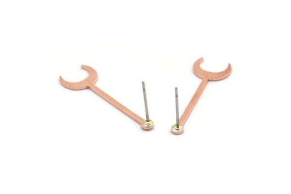 Copper Moon Earring, 8 Raw Copper Crescent Moon Stud Earrings (30x9x0.80mm) M02035 Discount - Image 2