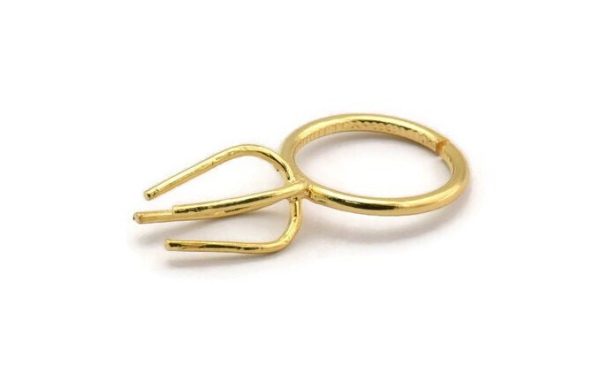 Claw Ring Blank - Gold Plated Brass 4 Claw Ring Blank For Natural Stones N0117 Sale - Image 3