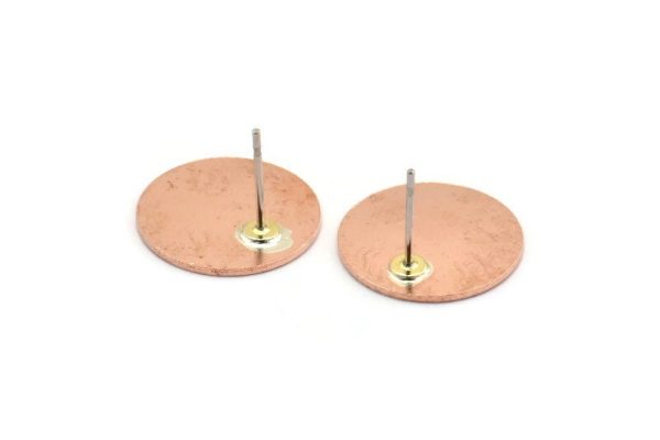 Copper Round Earring, 8 Raw Copper Round Stud Earrings (16x0.80mm) M01347 A5498 Hot on Sale - Image 2
