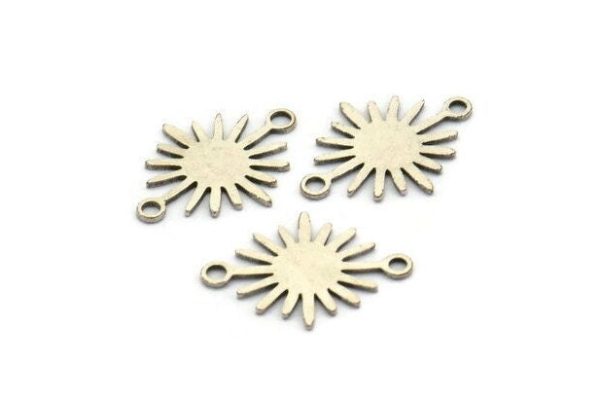 Silver Sunny Connector, 24 Antique Silver Plated Brass Sunny Connectors With 2 Loops (18x13x0.60mm) D0570 H0881 on Sale - Image 2