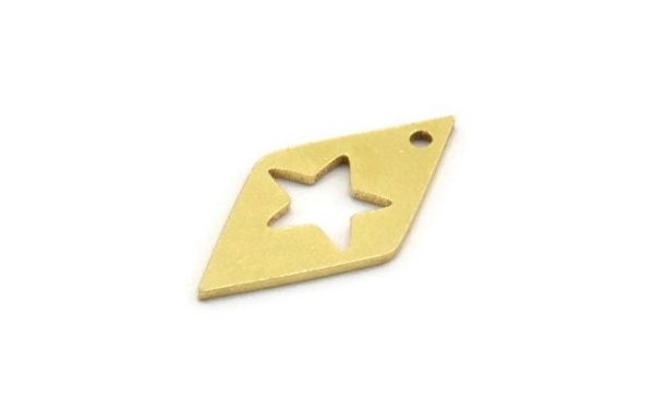Brass Star Charm, 24 Raw Brass Star Charms With 1 Hole, Charm Pendants (21x11x0.80mm) A5598 Discount