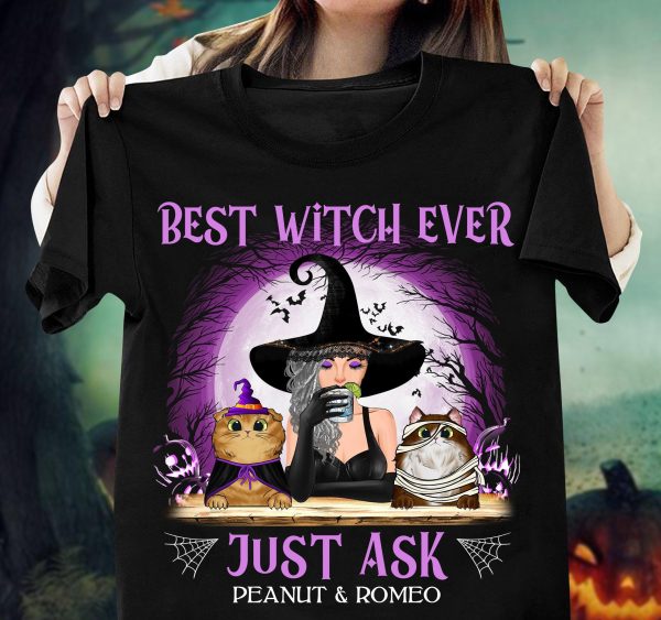 Best Witch Ever, Just Ask... Cat Personalized Shirt, Halloween Gift, Personalized Gift for Cat Lovers, Cat Mom, Cat Dad - TS278PS01 Cheap