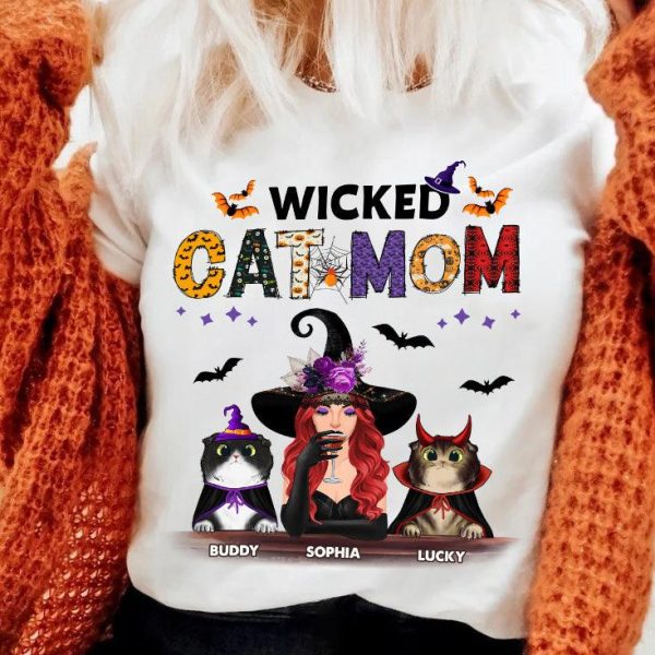 Wicked Cat Mom Personalized Shirt, Halloween Gift, Personalized Gift for Cat Lovers, Cat Mom, Cat Dad - TS283PS01 Discount